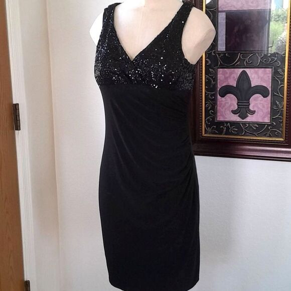 Jessica Howard Sequin wrap top Side Runch Dress - Picture 14 of 15